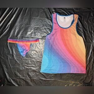 Men's Skull and Bones Pride tank top and Thong underwear set Size L